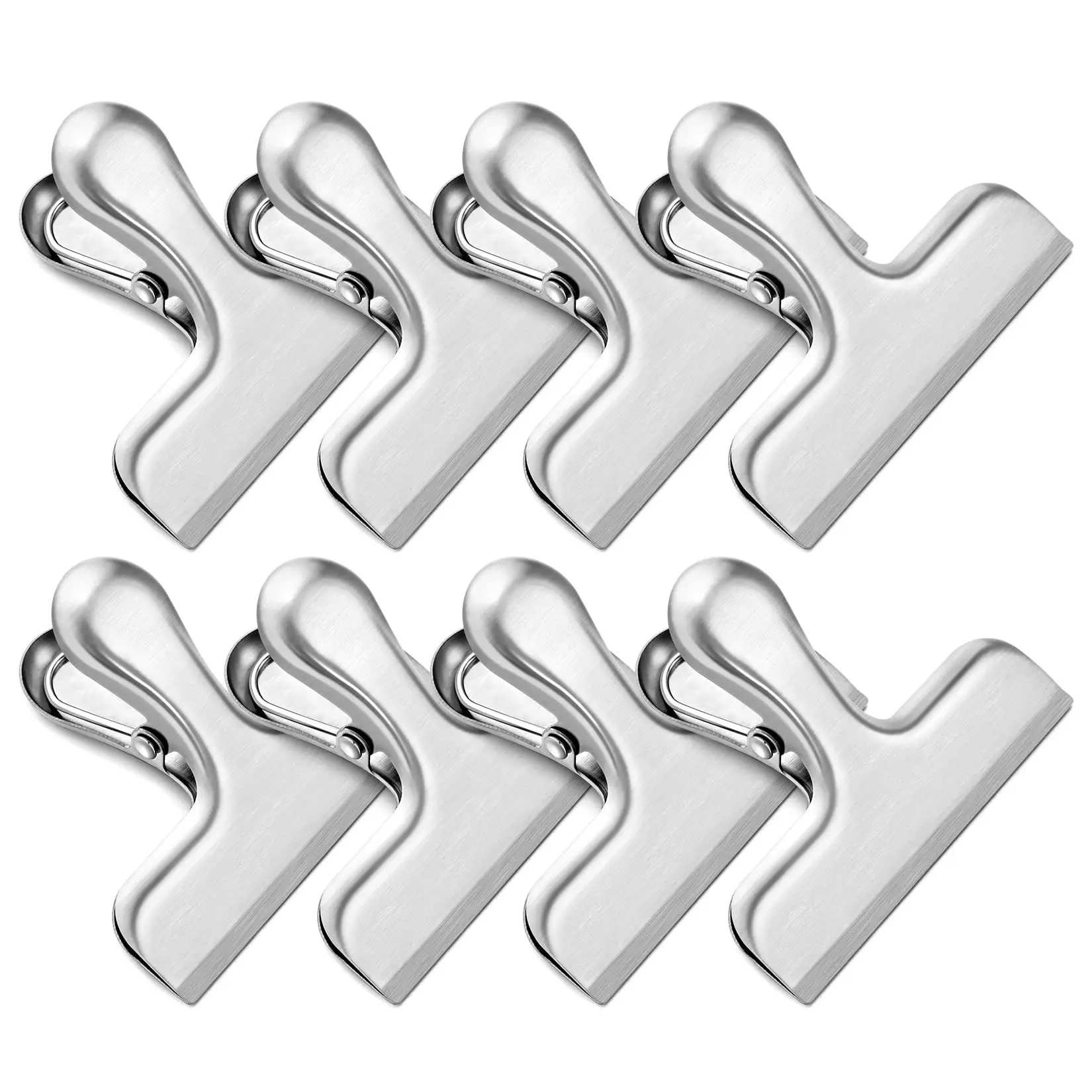 8pcs Stainless Steel Bag Clips For Food Heavy Duty Metal Silver Food Clips Office Paper Clamps Air Tight Seal Snack Clips