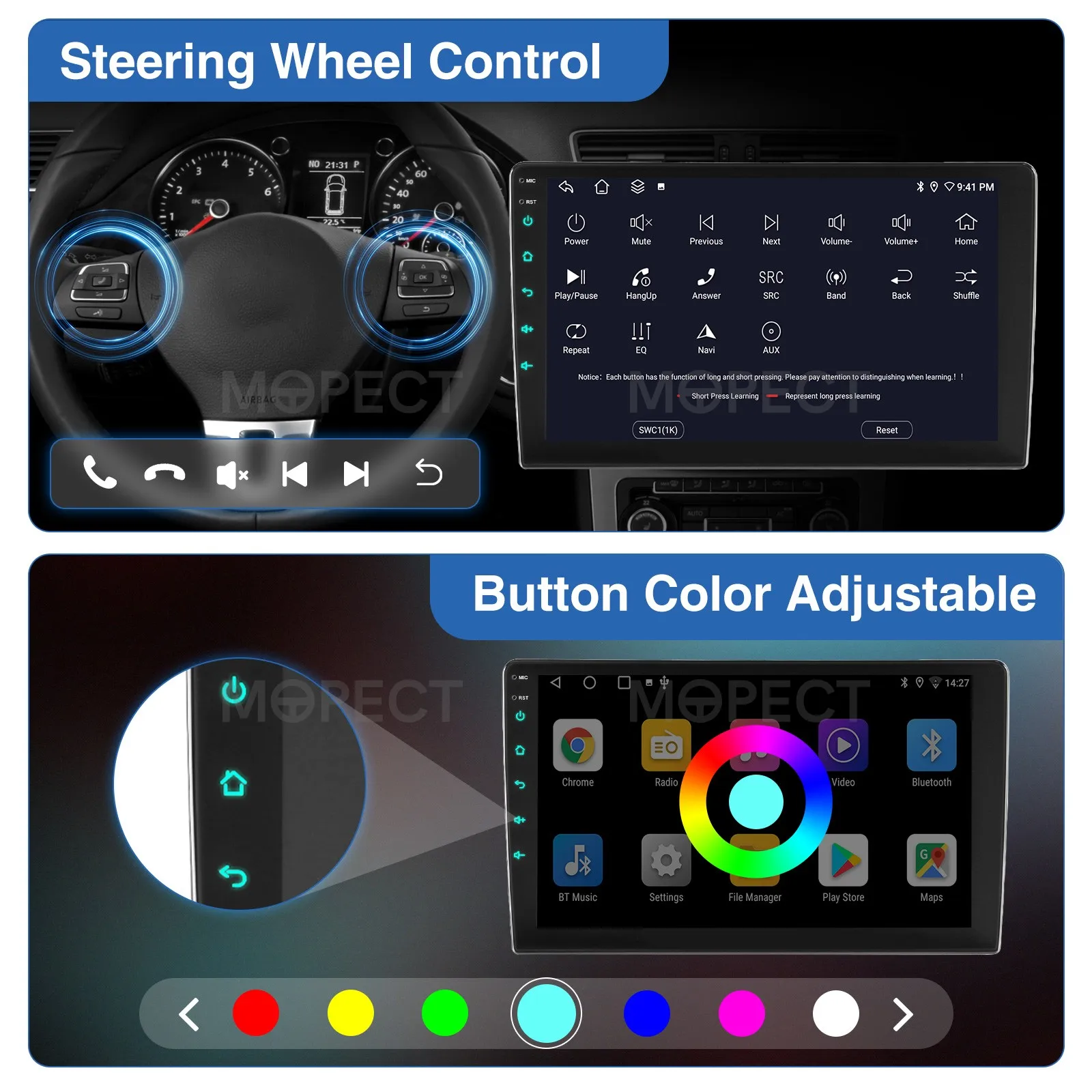 MOPECT 10,1-Zoll-Android-15-Autoradio für Toyota Aygo / PEUGEOT 107 / Citroen C1 2005-2014 WiFi Carplay 4G+64G SWC FM+DVR&CAM – Detail 9