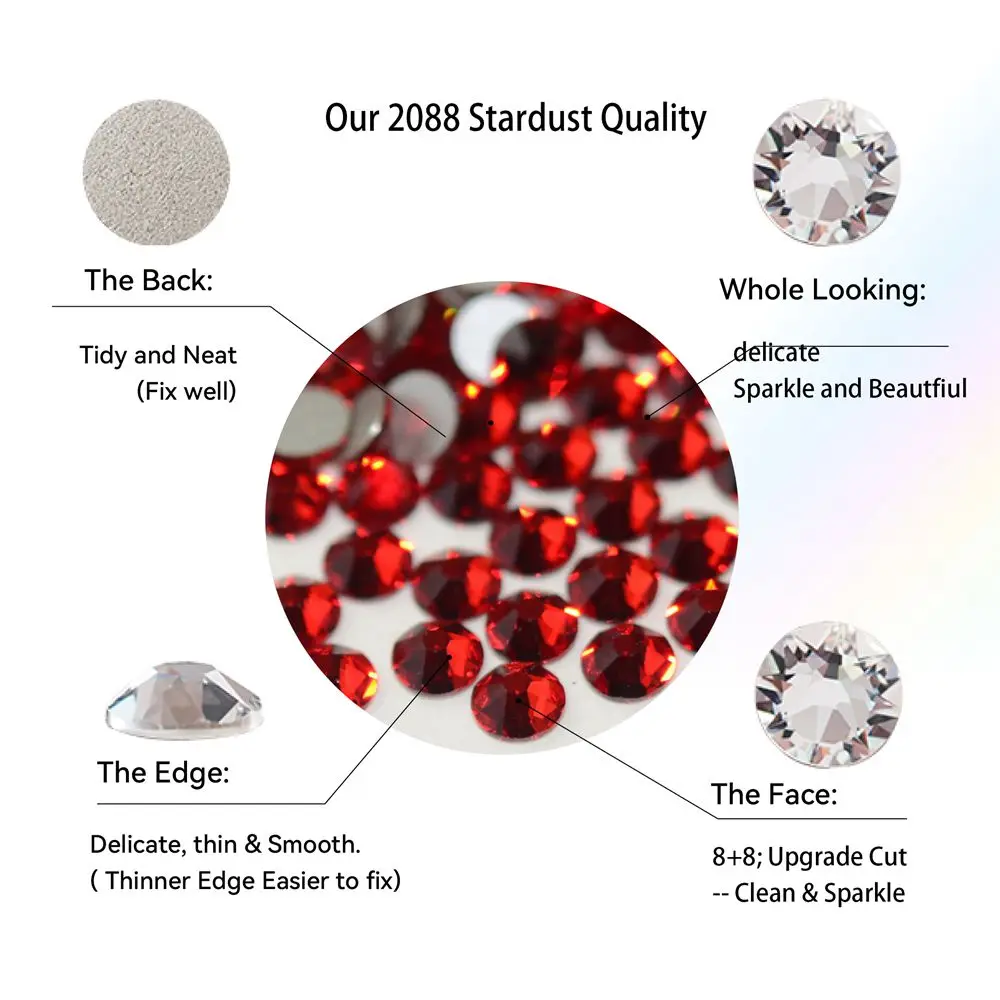 Crystal Castle 2088 Luxury AB Rhinestones To Stick Flatback Glass Strass Stones for Dress Clothes Nail Art Crafts Jewelry Making