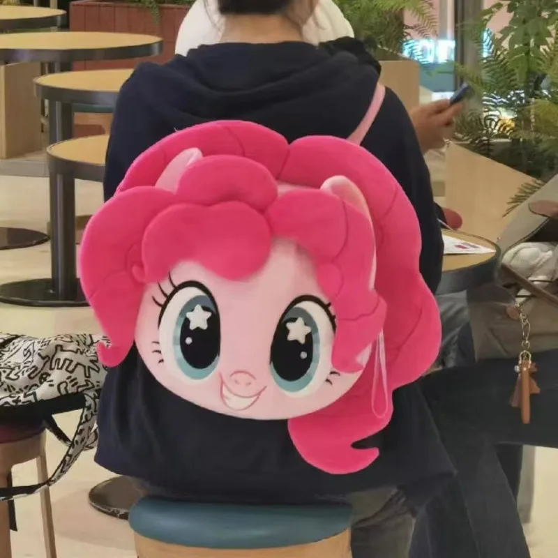 Bonito pequeno pônei mochila anime boneca de pelúcia portátil grande capacidade saco de armazenamento presente aniversário bordado bolsa de ombro moda