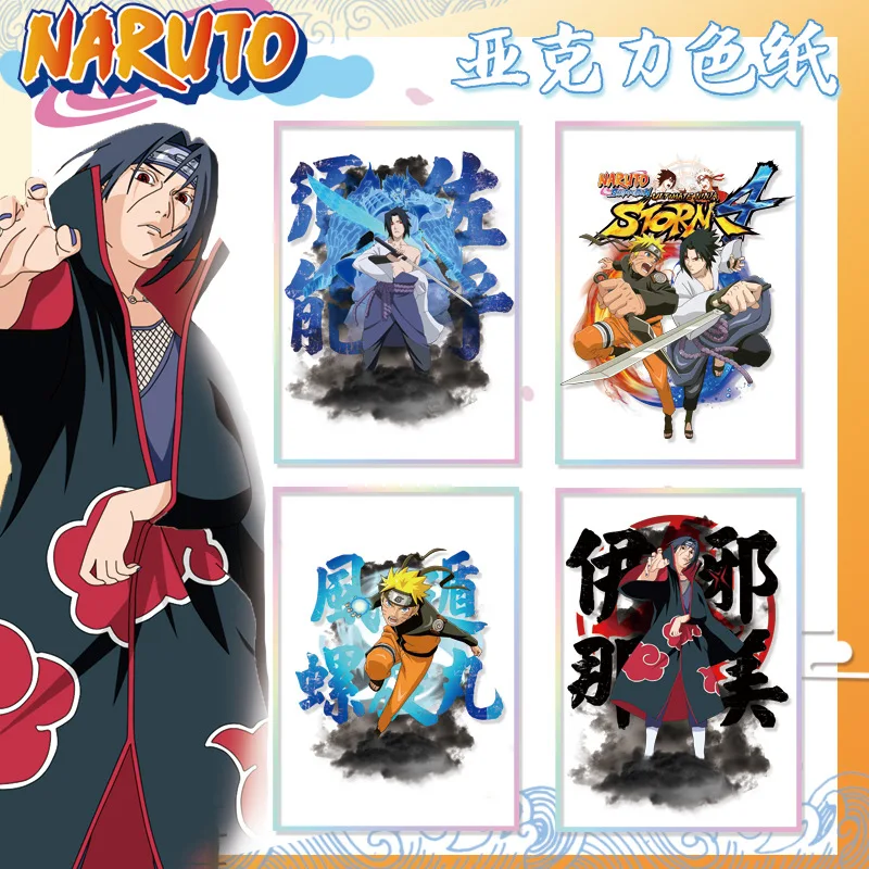 

New Naruto Acrylic Color Paper Large Size Laser Edge 20.5*14.5cm Desktop Ornaments Anime Peripherals Uchiha Sasuke Pain