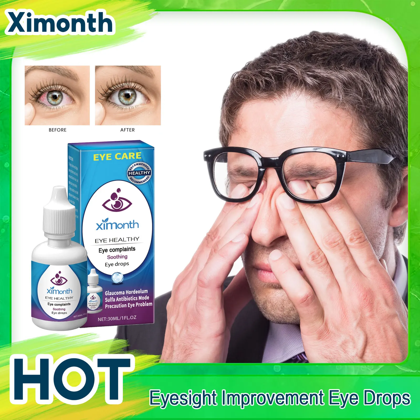 Vision Enhance Drops Myopia Treatment Promote Clearer Eyesight Prevent Presbyopia Relieve Eye Fatigue Blurred Vision Cure Drops