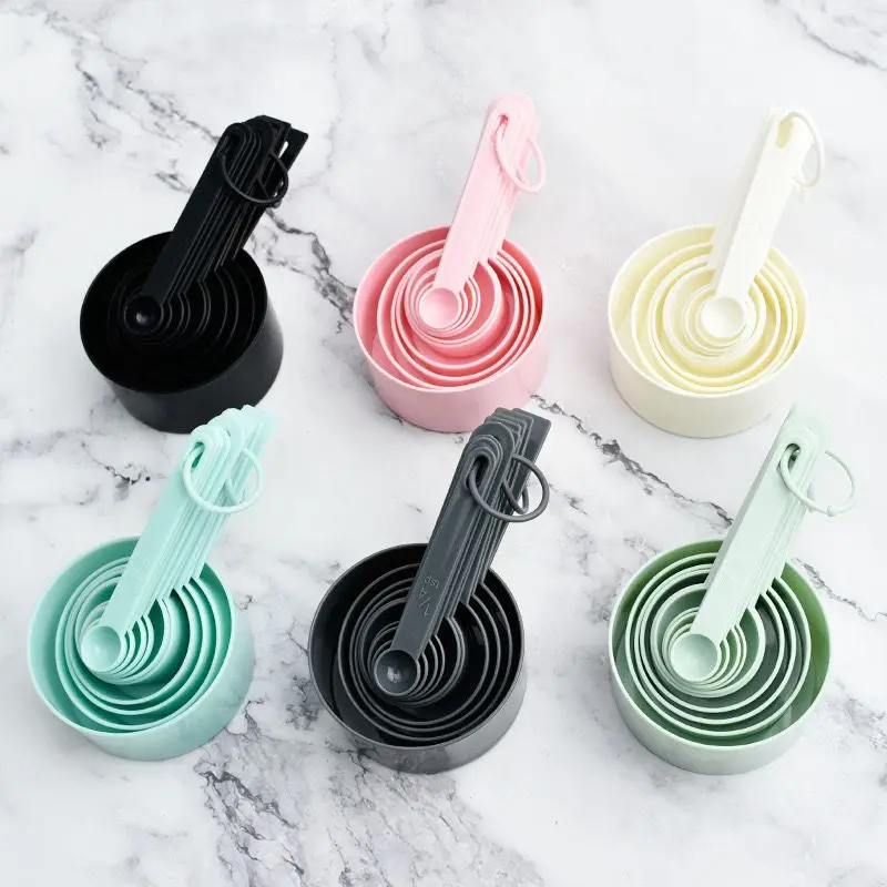 

10-Piece Measuring Spoon Set - Plastic Kitchen Gadget for Coffee, Sugar & Baking, Portable Multi-Size Measuring Cups & Tools