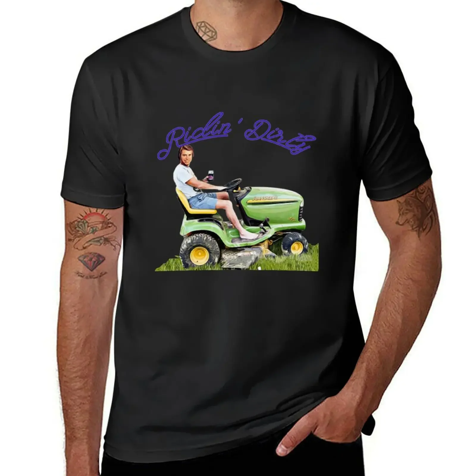 Funny Jones George drives a Tractor T-Shirt blue archive mens graphic t-shirts big and tall