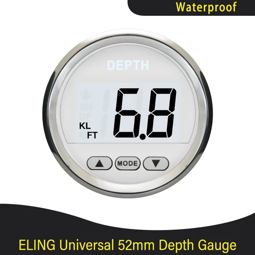 Imagen 2 del producto Indicador de profundidad Digital marino de 52mm con transductor y retroiluminación blanca para yates, barcos de pesca, Universal, 12V