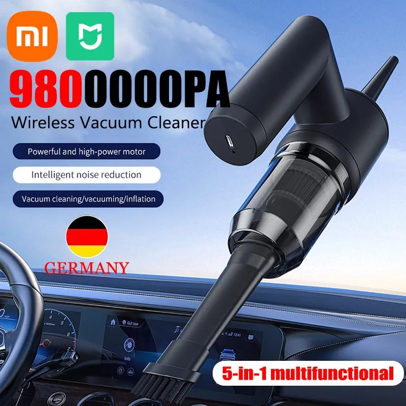 เครื่องดูดฝุ่นไร้สาย Xiaomi Mijia 9800000Pa 5 IN1, เครื่องดูดฝุ่นแบบพกพาที่ดูดแรงดูดสูงมือถือสำหรับรถยนต์เครื่องใช้ในบ้าน