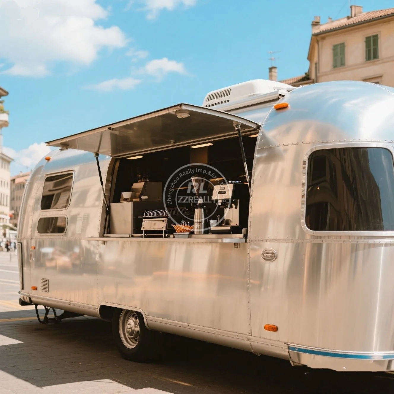 

Stainless Steel Food Truck Customized Food Trailer With Full Kitchen Equipment Street Ice Cream Cart Catering Trailer For Sale