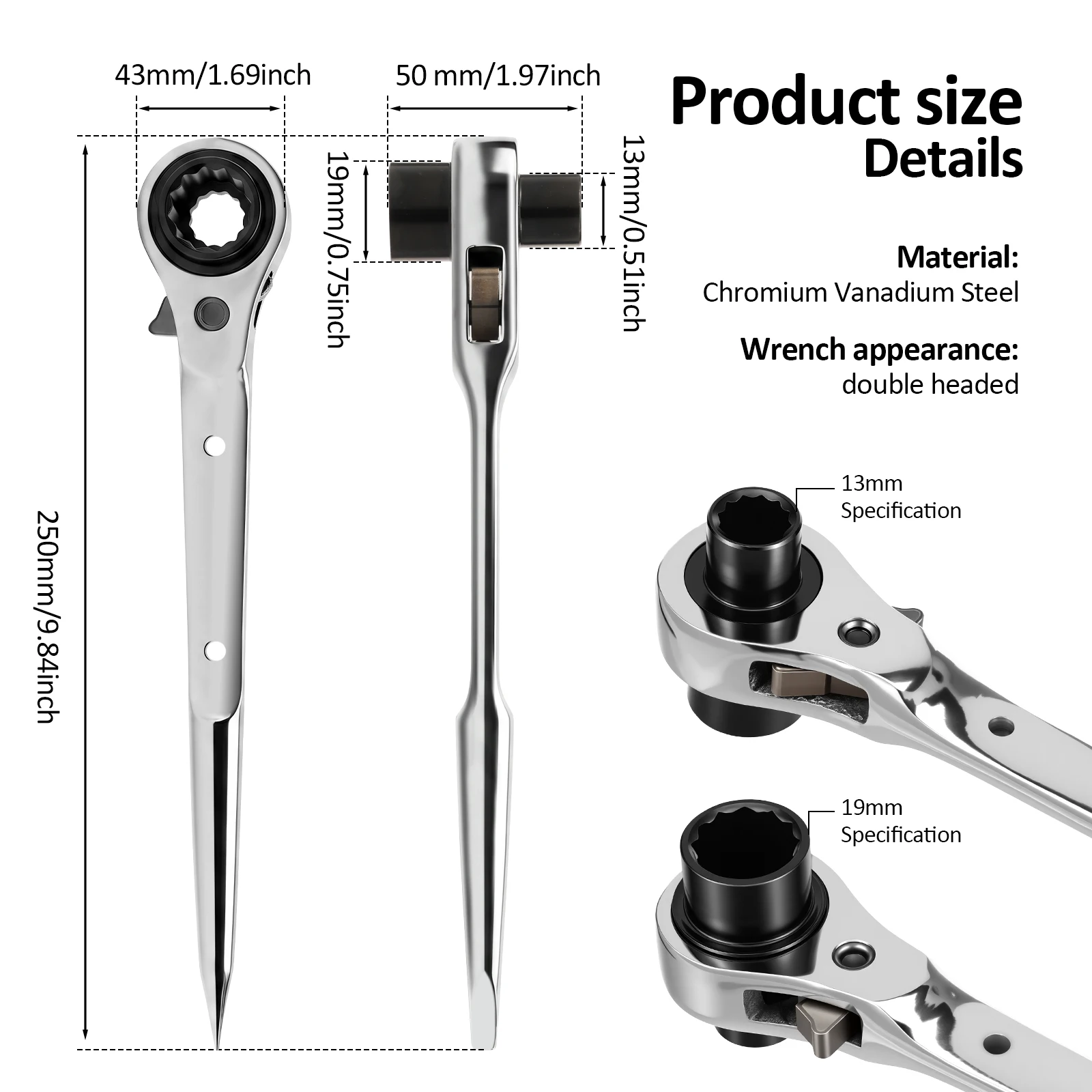 Chainsaw Wrench 1/2in and 3/4in Universal Chainsaw T Bar Wrench Portable Ratchet Wrench Chainsaw Maintenance Tools for Repair