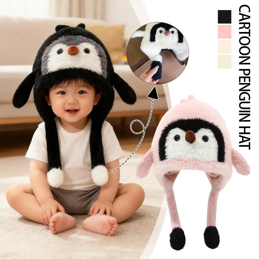 قبعة البطريق الكرتونية للأطفال للأولاد والبنات، قبعة شتوية دافئة مقاومة للرياح من قطعة واحدة مع حماية للأذن للأطفال الرضع #1