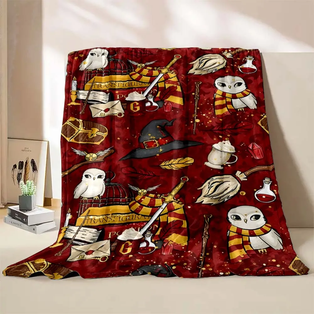 Movie Harry Potter Owl Magic Hat Print Blanket Soft Fluffy Throw King Size Luxury Blanket Kid Boy Adult Sofa Bed Blanket Gifts