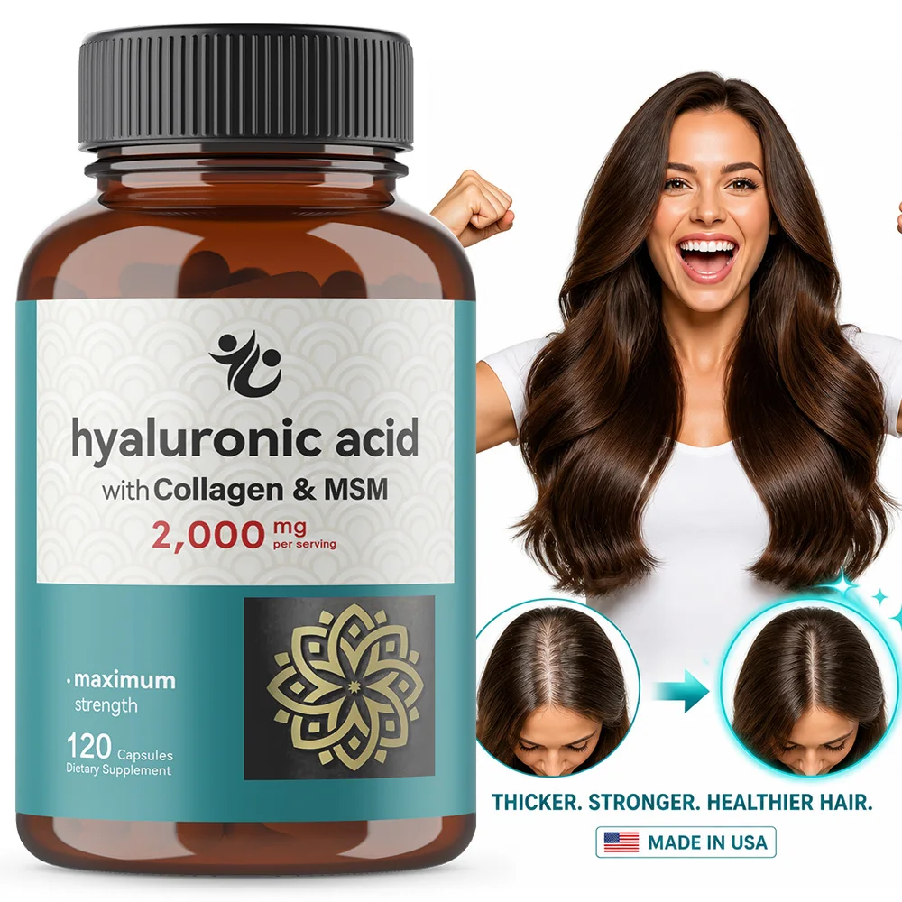 Hyaluronic Acid Capsule with Collagen & MSM -  Skin Hydration, Hair, Nail & Joint Support - Non-GMO & Gluten-Free