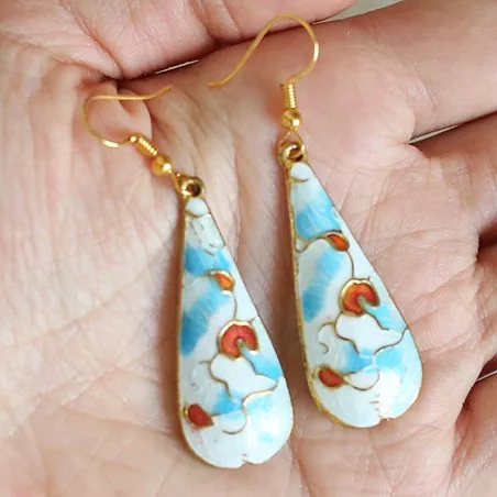 Multicolor Cloisonne Enamel Water drop Earrings for Women Jewelry Fashion Accessories Chinese Intangible Cultural Heritage