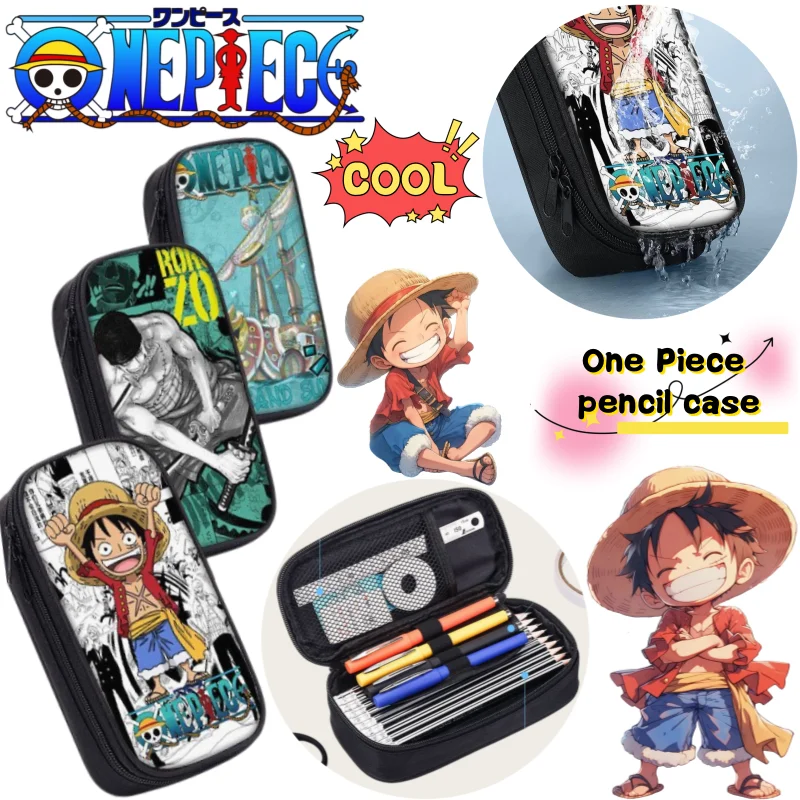 

One Piece Zoro Luffy Nami stationery box creative cartoon print large capacity portable pencil case for male and female students