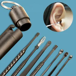 7Pcs ABS+tainless Steel Earpick Ear Cleaner Spoon Ear Care Cleaning Tool Ear Wax Removal Kit Ear Wax Ear Wax Removal Tool