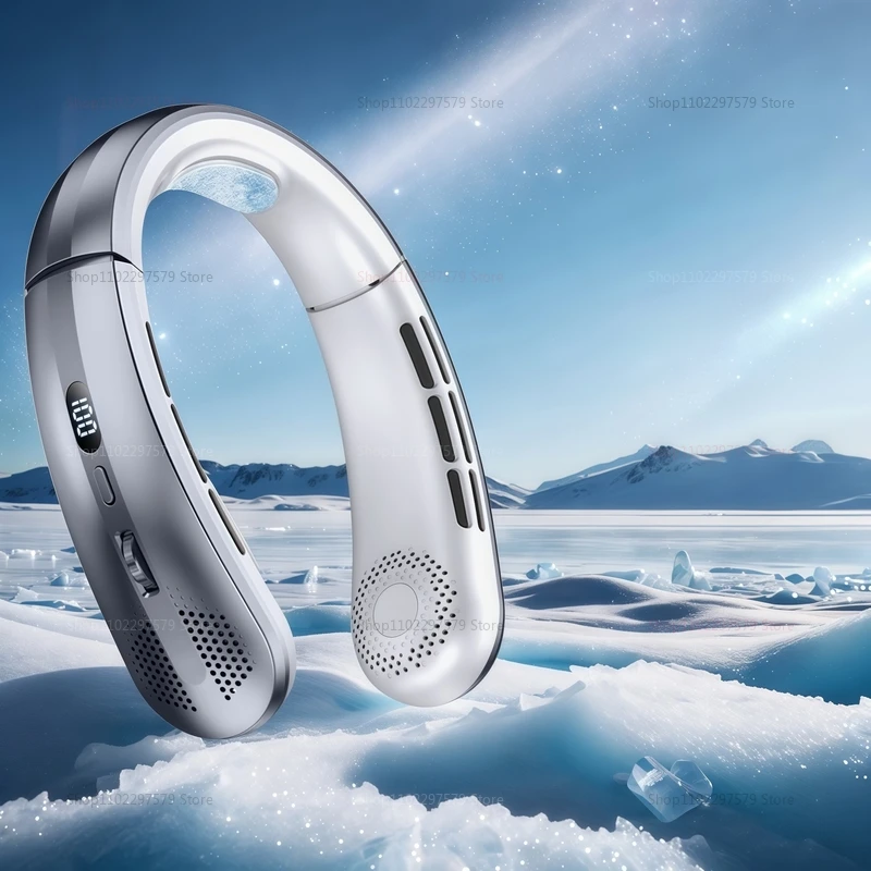 جديد 100 سرعة 5000mAh USB تعليق الرقبة مروحة المحمولة الخالية من الشفرة كتم صغير LED شاشة ديجيتال في الهواء الطلق مروحة صغيرة الرسن الرقبة