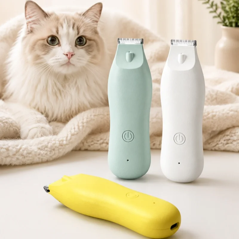 Low Noise Pet Trimmer For Cats Dogs USB Rechargeable Paw Hair Clipper With LED Light Safe Rounded Blade Grooming Tool