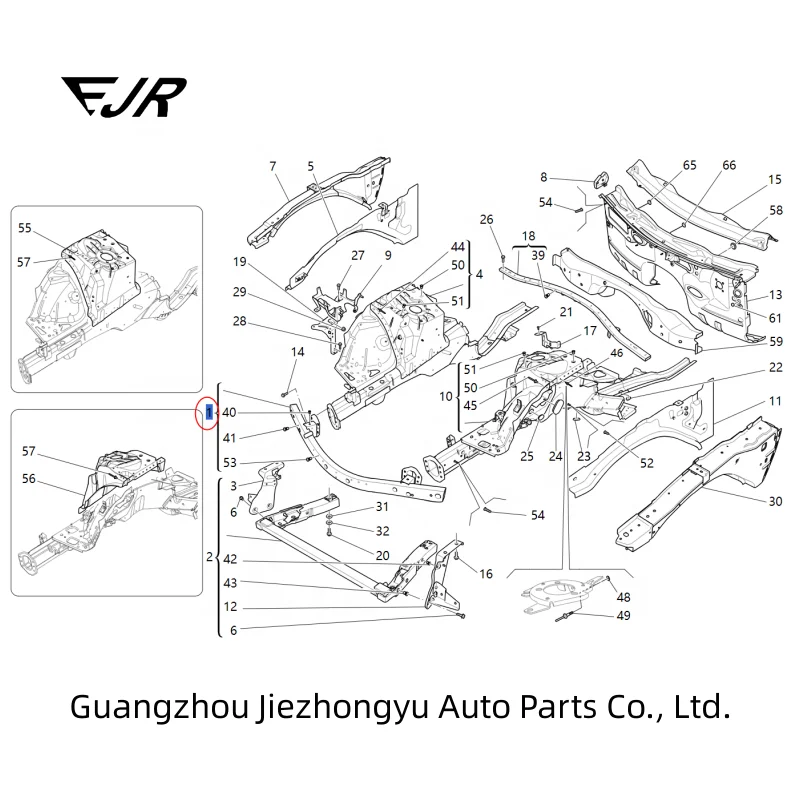 EJR for for Ghibli 2014-2017 Front Cross Member Assembly New OEM 673008134 673004367 Black Bolt-On