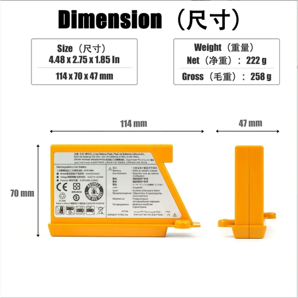 5000mAh EAC 62218205   Para LG Robot de barrido y fregado batería VR6260LVM VR6540LV R76CIM VR5940L VR6540VL EAC 60766107   Aspirador