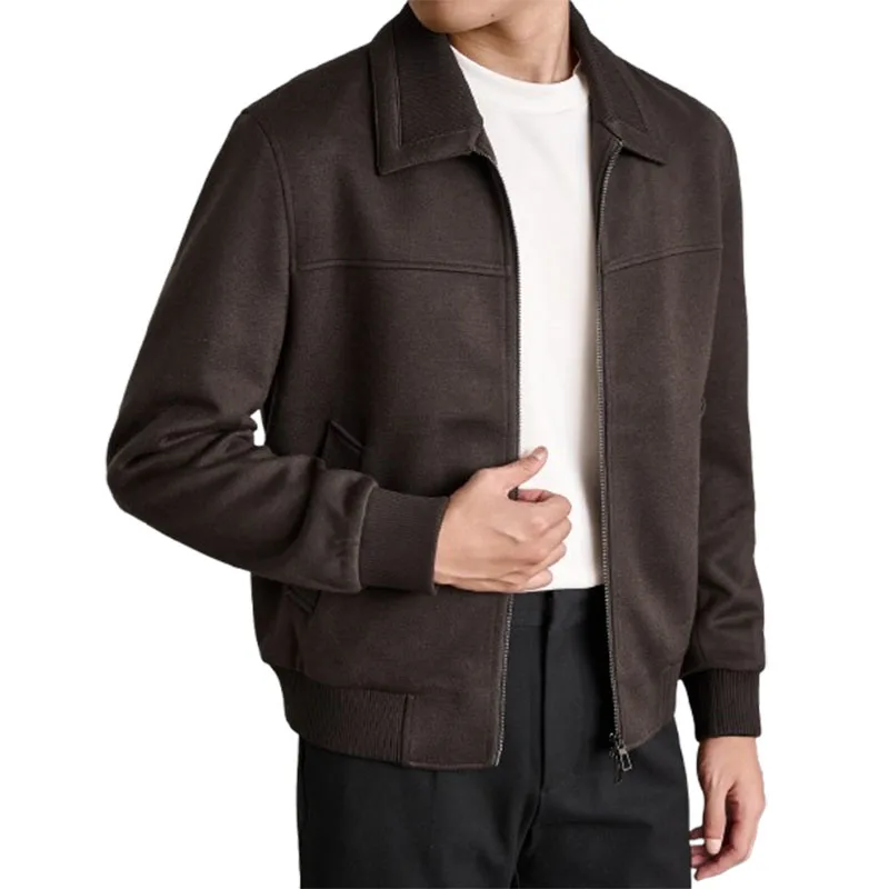 Fall/Winter Casual All-over high-end knitted wool blend men's breezy lapel jacket