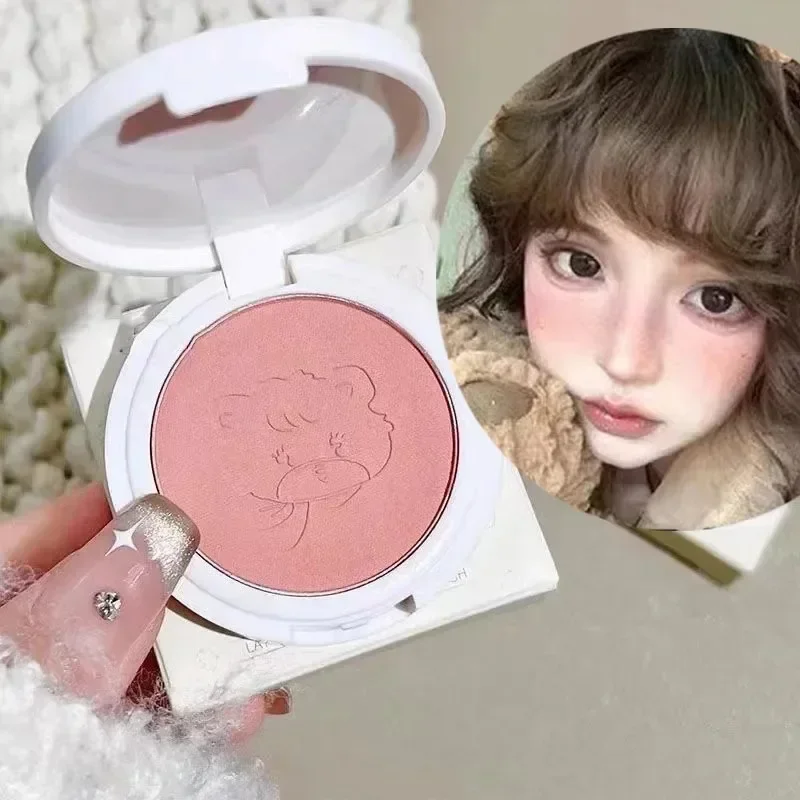 น่ารัก Powder Blusher พีชสีชมพู Blusher Face Cheek Tint Blush Natural Matte Brightening Rouge Face Contour แต่งหน้าเครื่องสําอาง