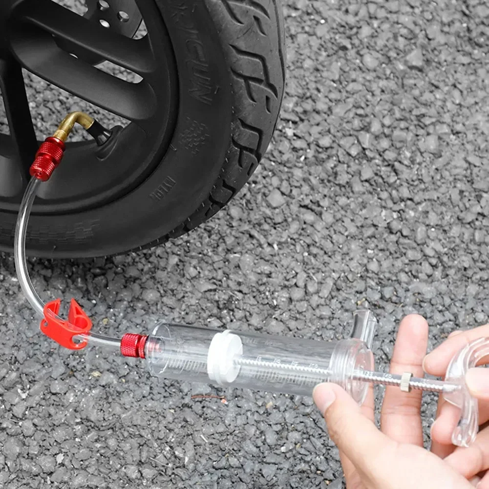 MTB Bike Road Bicycle Sealant Injector Tubeless Tyre Tire 50ml Syringe Kit Syringe Rubber Hose Kit For Bike Repair Tools