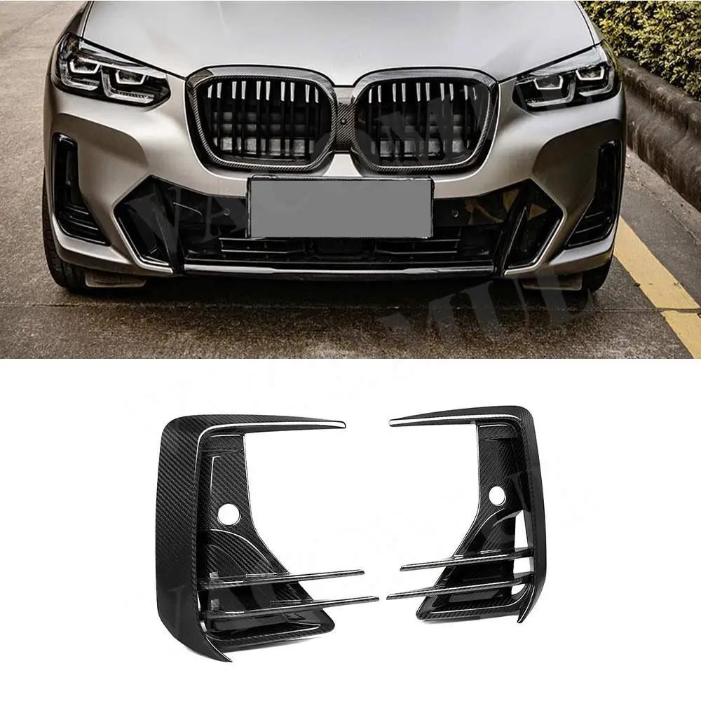 VACOMUL Dry Carbon Fiber Front Bumper Vent Trim Canards For BMW iX3 G08i 2022 Style Wind Blade Air Cover Body Kit FRP Car Decor