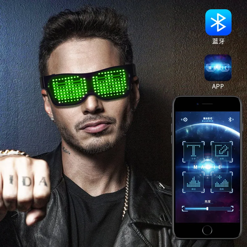 Adult LED Glasses Party Bluetooth App Control Women Men Rave Nightclub DJ Dancer Props Accessories 2026 New