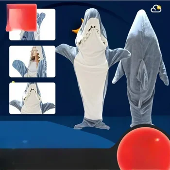 만화 모래 조각 상어 침낭 원피스 상어 침낭 원피스 잠옷, 플란넬 상어 홈 의류, 신제품 