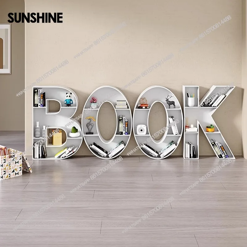 Alphabet Letter Bookshelf – Metal Display Bookcase, Freestanding/Wall-Mounted, Custom A–Z for Kids Room, School & Library