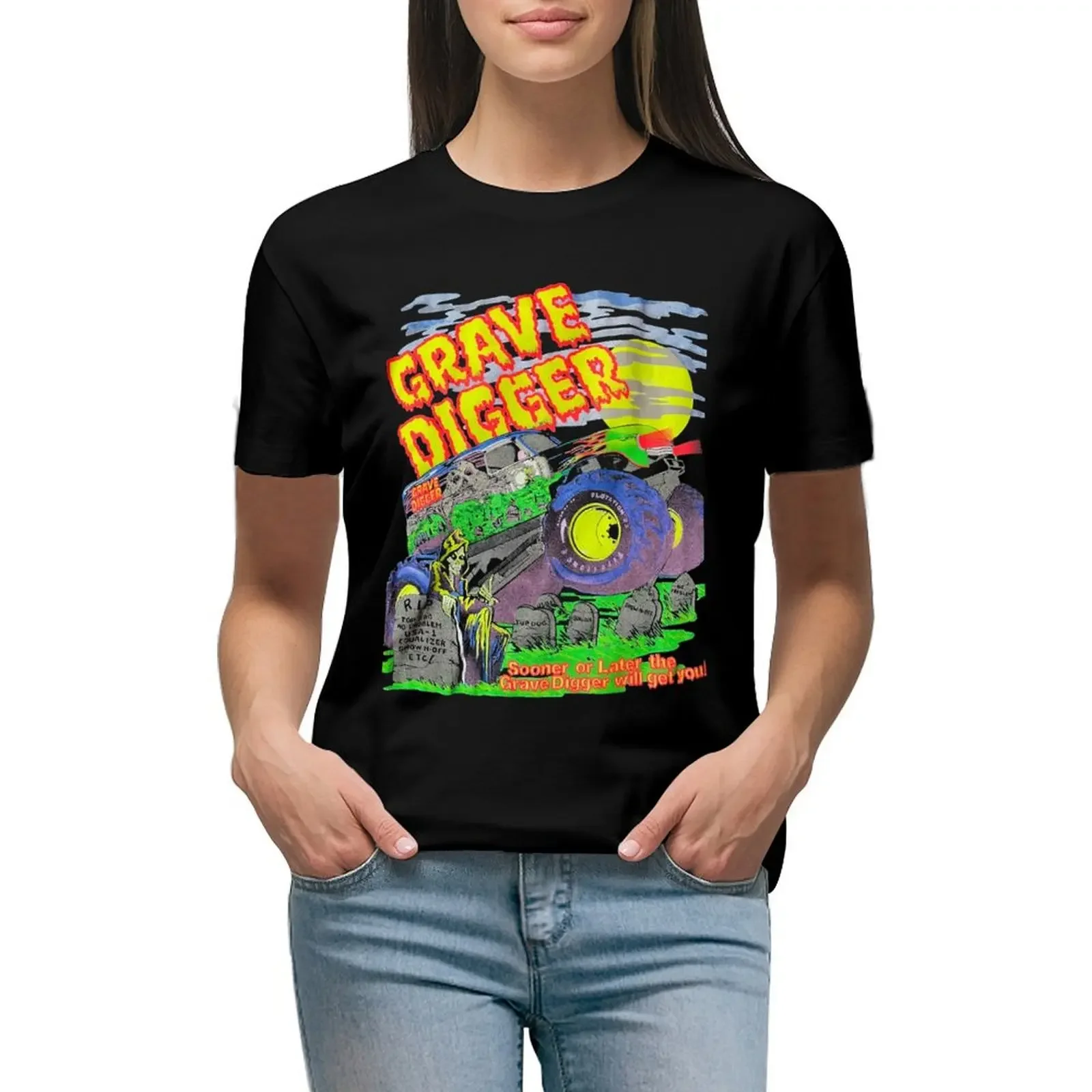 

Grave Digger Will Get You Racing Vintage T-Shirt Short sleeve tee animal print ariat shirts for Women