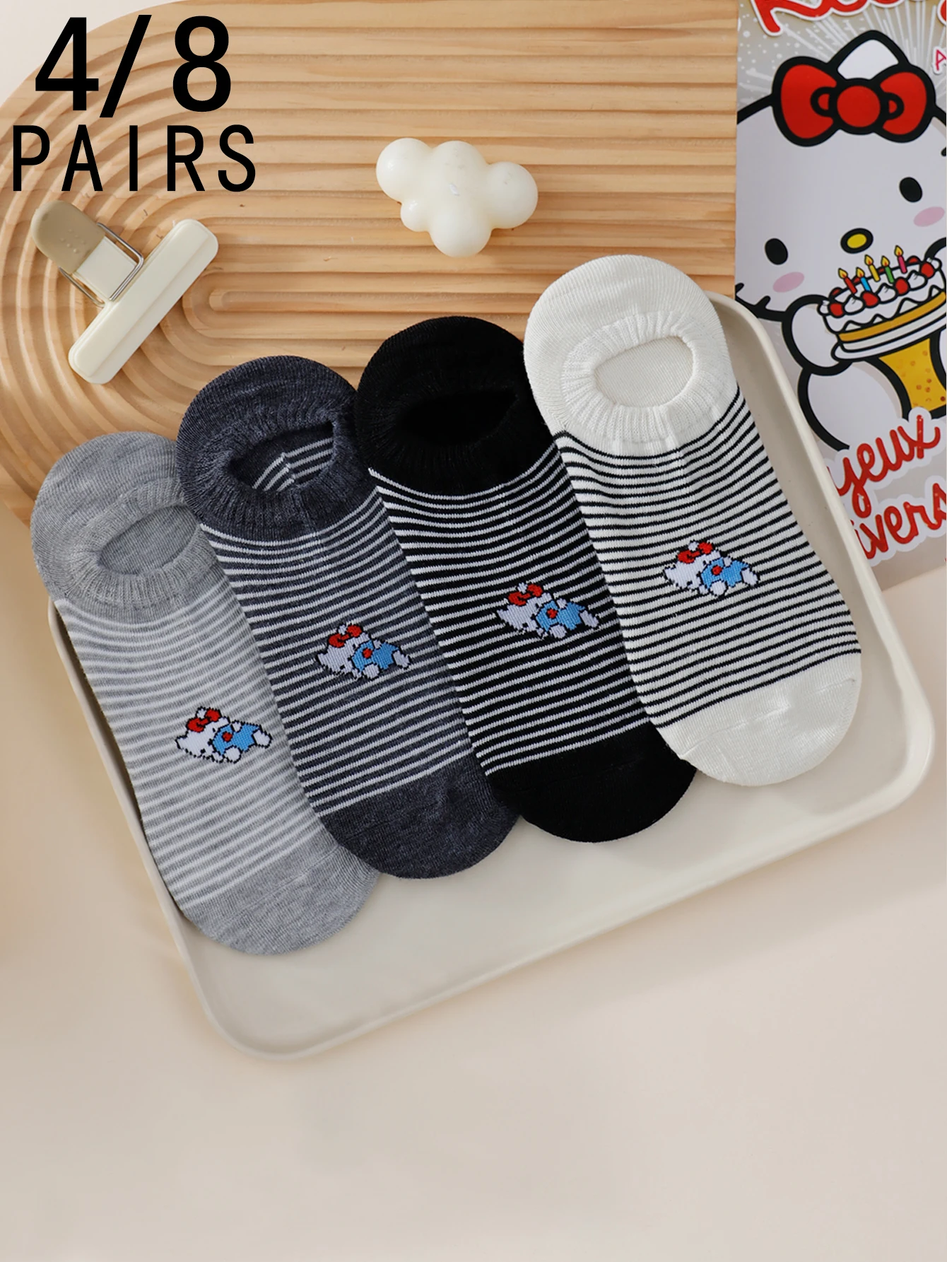 

4/8 пар минизо, новая корейская версия мультфильма Sanrio для отдыха, спортивные женские короткие носки