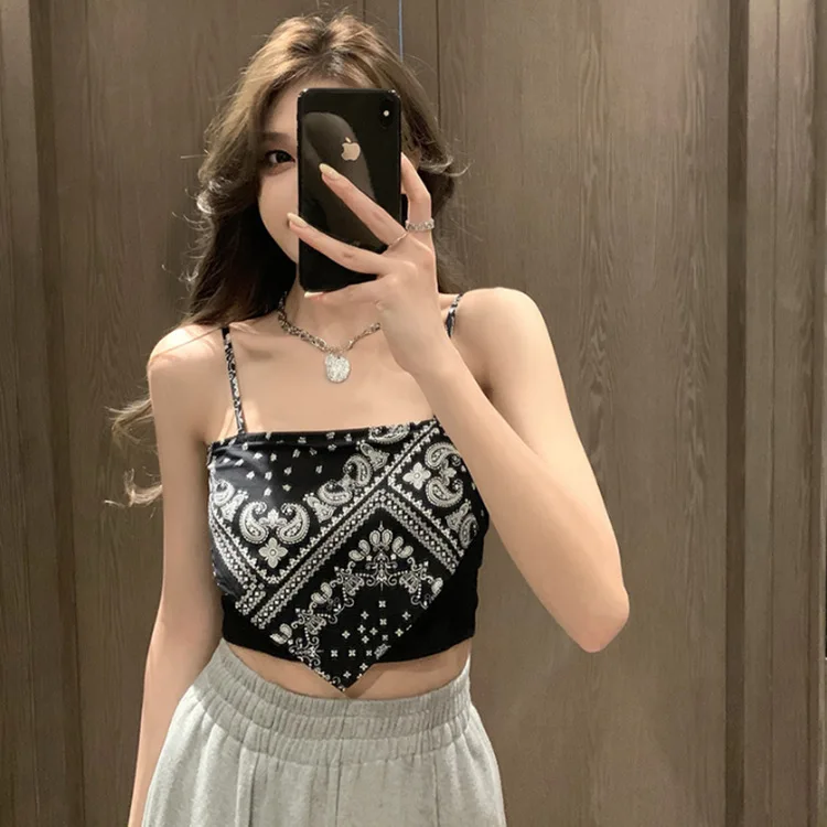 

2025 Trending!Women's Sexy Floral Corset Tank Crop Camisole Irregular Knit High Street VestEthnic Style Cashew Flower Halter Top