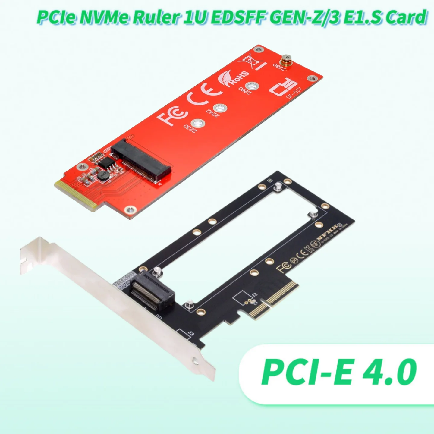 2025 NEW PCIE 4.0 Adapter Card NVMe Ruler 1U EDSFF GEN-Z/3 E1.S Solid State SSD Hard Disk