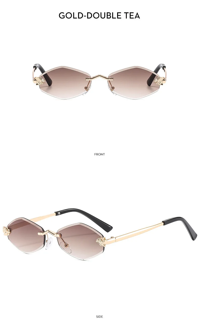Rahmenlose Rhombus personalisierte Damen-Sonnenbrille, elegante und vielseitige klassische Sonnenbrille, luxuriöse und hochwertige Sonnenbrille UV400. – Detail 16