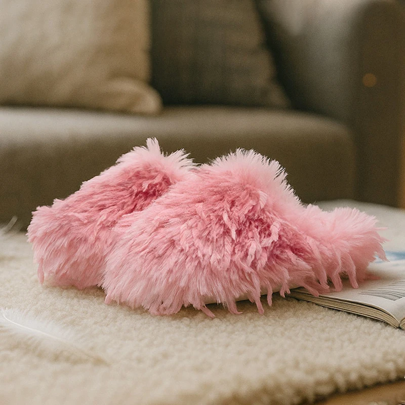 الشتاء رقيق المرأة النعال المنزل الشقق الفاخرة مصمم أحذية امرأة موضة عادية أفخم أنيقة غامض الفراء الشرائح داخلي لينة #3