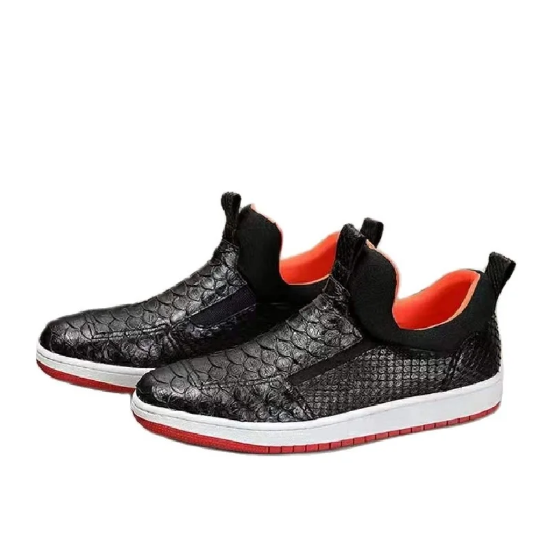 

2023 new arrival Fashion Snake skin causal shoes men,male Genuine leather White Sneaker PDD65