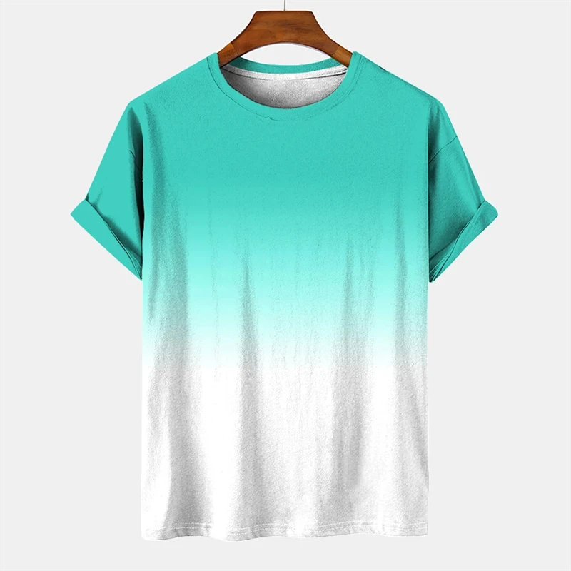 2024 Eenvoudige Geleidelijke Verandering Grafische T-Shirts Gradiënt Kleur 3d Print T-Shirt Mannen Kleding Harajuku Mode Vrouwen Tees Jongen Y 2K Tops