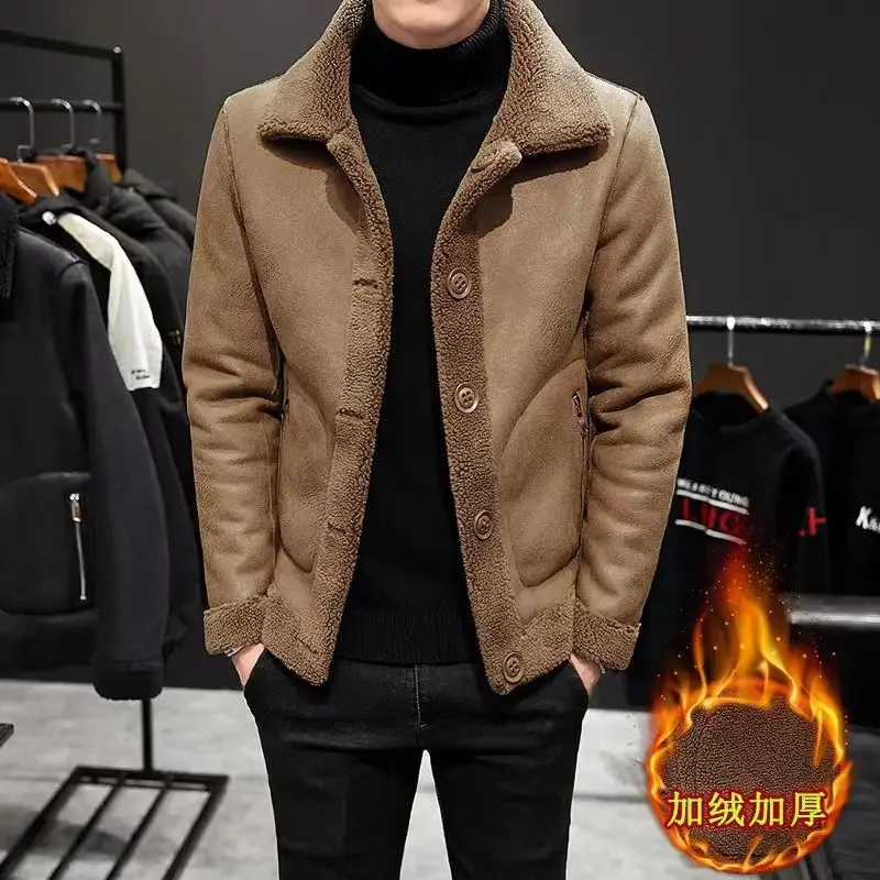 

New Winter Men Fur Integrated Jackets Double Sided Casual Coats Male Fleece Warm Particle Velvet Leather Jackets and Coats 5XL