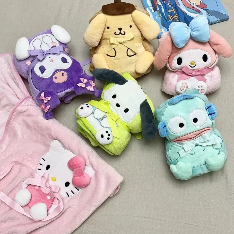 Sanrio Hello Kitty New Cute Cartoon Anime Leisure Travel Convenient Home and Office Air Conditioning Blanket Cover Blanket