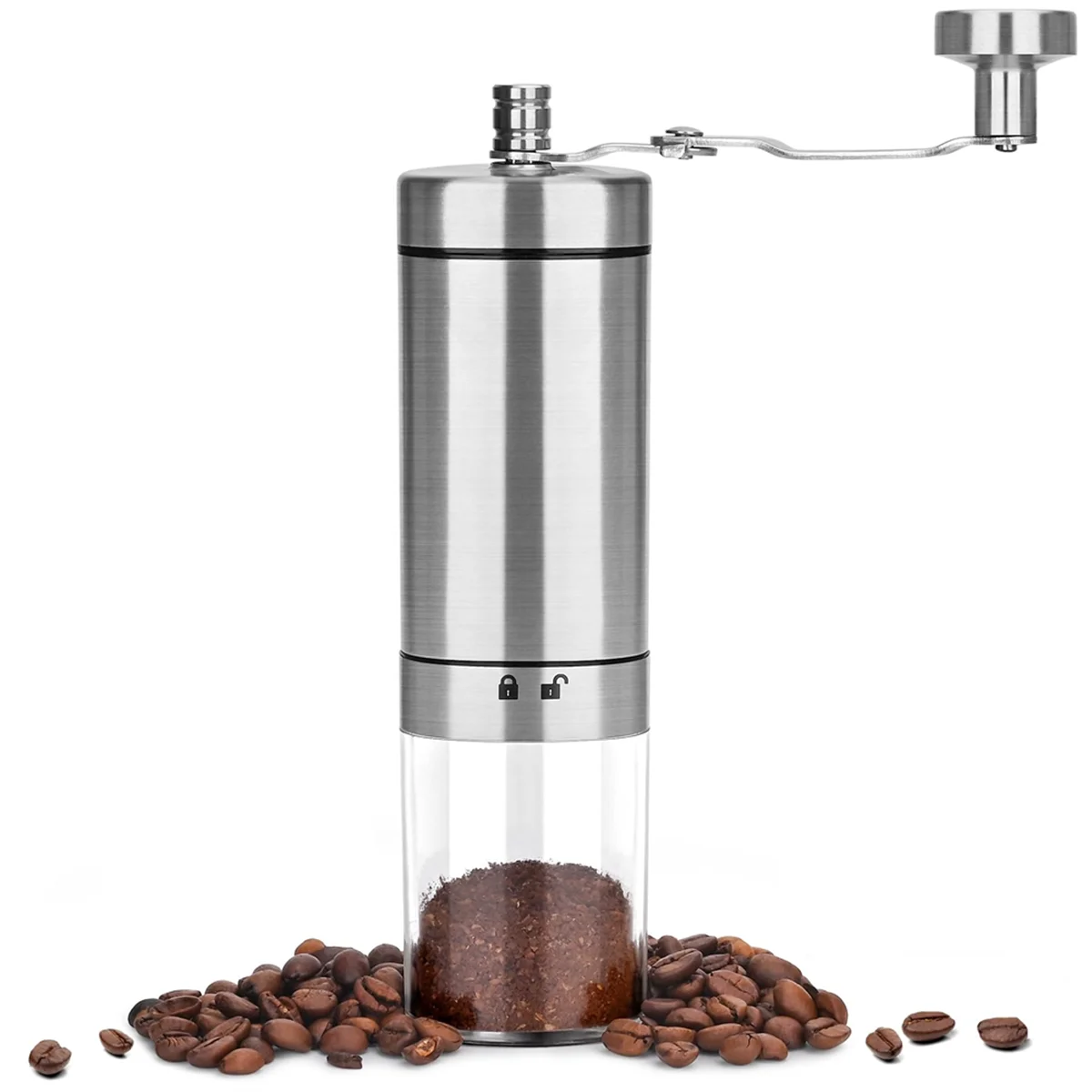 Manual Coffee Grinder,Stainless Steel Hand Coffee Grinder Manual with Foldable Handle,Adjustable Coffee Bean Grinder