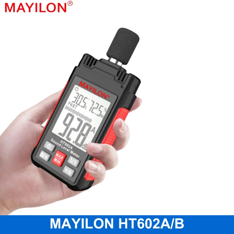 MAYILON-HT602A/B Digital Sound Meter Sound Level Meter, Level Meter High Low 30-130db