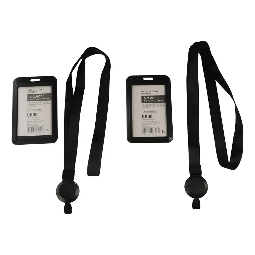 Black Retractable Badge Reel Name Card Business Card ID Card Holder Card Sleeve Exhibition Card Working Card Cover Hospital