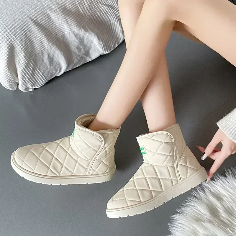 New In Elegant With Medium Heels Ladies Ankle Snow Boots Fashion on Slip Hot Gyaru Promotion Pu Chic Furry Female Booties Shoes