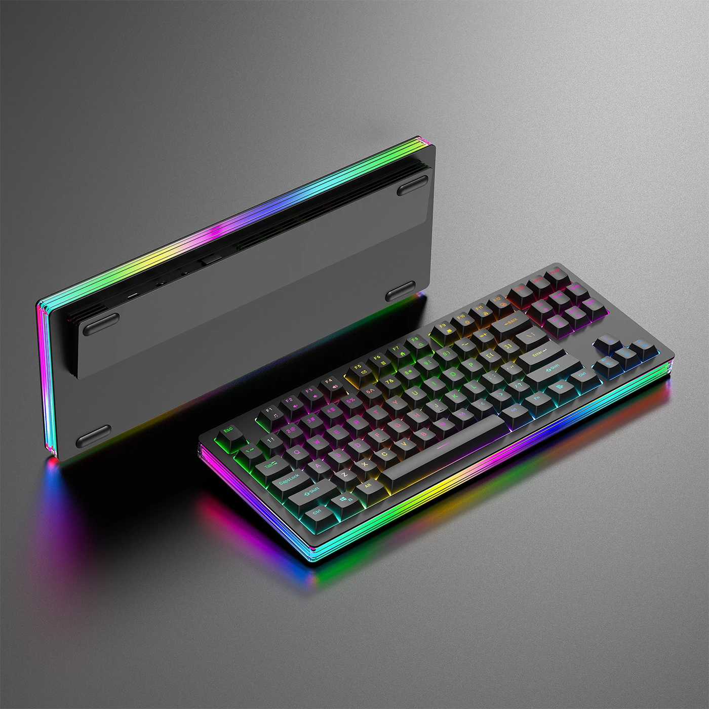 Original brand newNew Metal 75% Mechanical Keyboard Green Switch PBT keycaps Hot Swappable 87 Keys Wired RGB Backlit Gaming Keyb