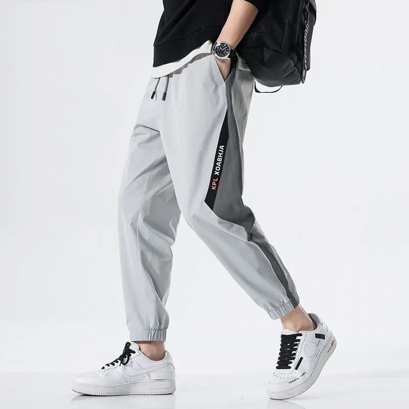 Leggings casuais soltas, tubo reto, calças finas cortadas para jovens, versão coreana esportiva, moda, primavera e verão, 2023