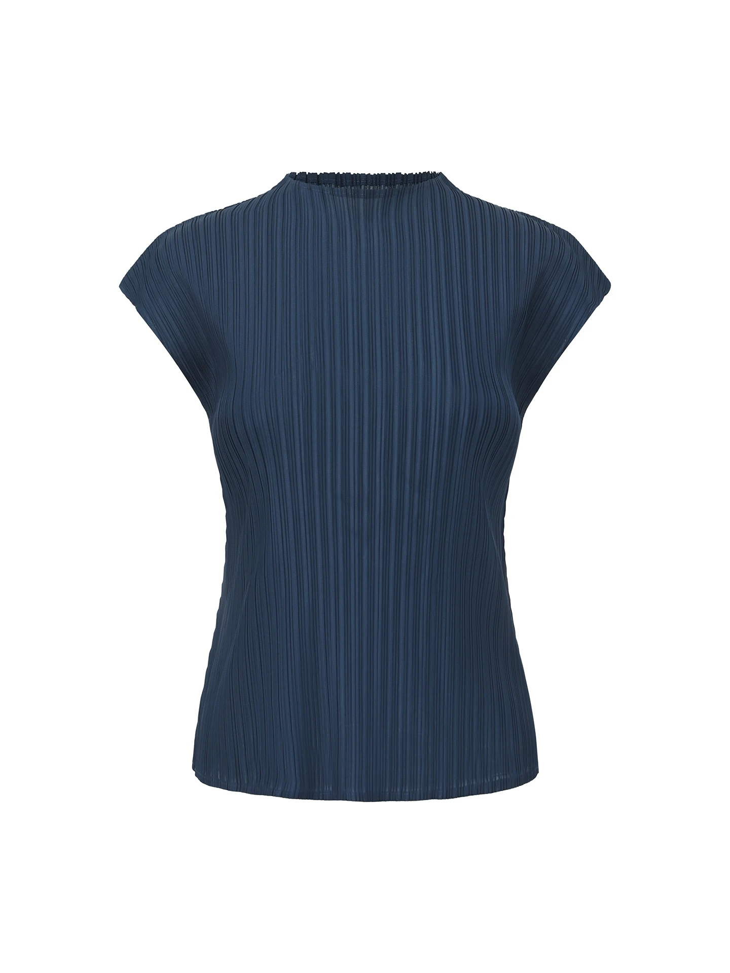 Slim Fit Short Sleeve T-Shirt Women's Summer Half High Collar Pleated Versatile Casual Style Polyester Fiber 100% Top