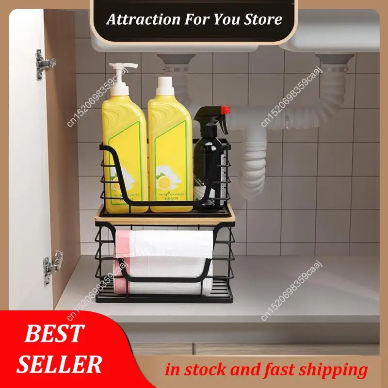 Hot Selling Wall Mount Trash Bag Holder For Kitchen Storage Organizer, Stackable 2 Pack Laundry Units With Bamboo Cover Large& S