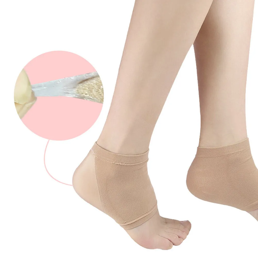 1Pair Moisturizing Heel Gel Socks Anti-Crack Silk Stockings Breathable Comfortable Heel Protectors Black Ankle Socks