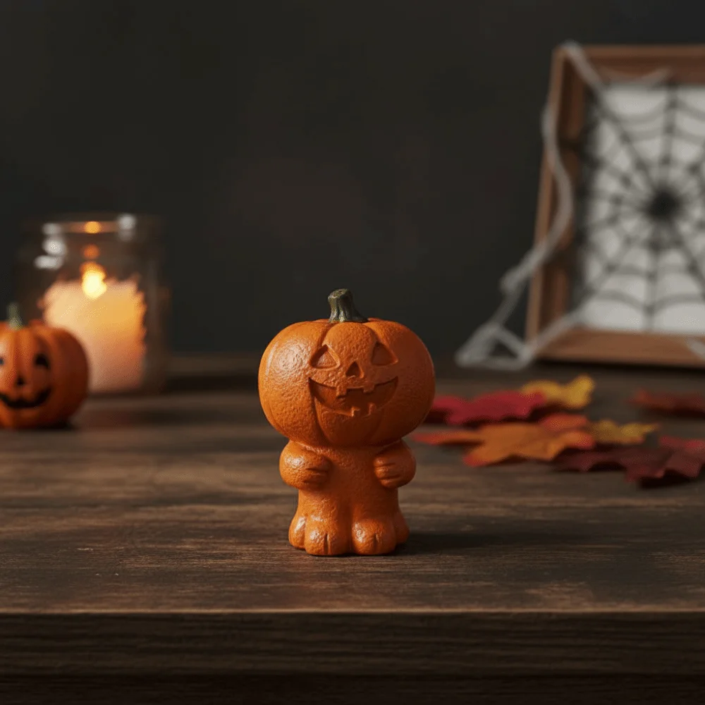 Resin Halloween Figurine Patchwork Detail Cute Design Spooky Statue Handpainted Surface Durable Quality Ghost Ornament