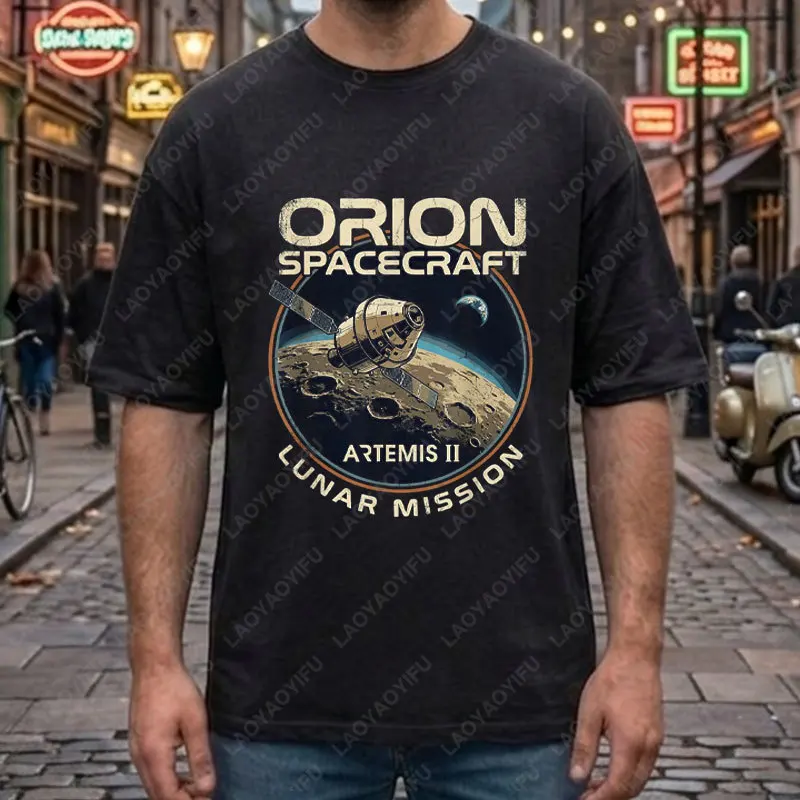 The Artemis II Moon Mission Launch in April 2026 Graphic T-shirt 100% Cotton Short Sleeeve Casual Soprts Tshirt Outdoor Clothing